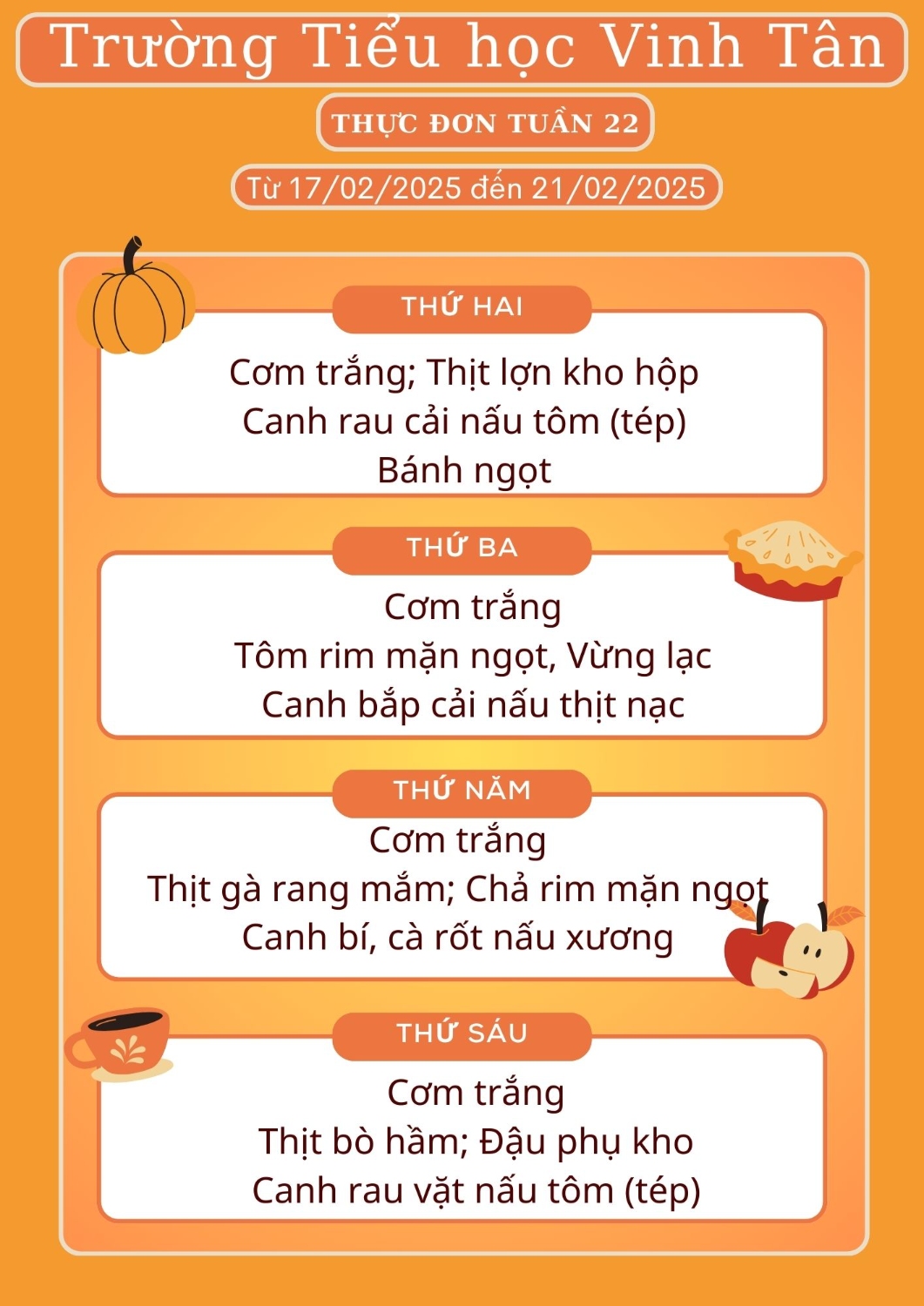 Thực đơn Tuần 22