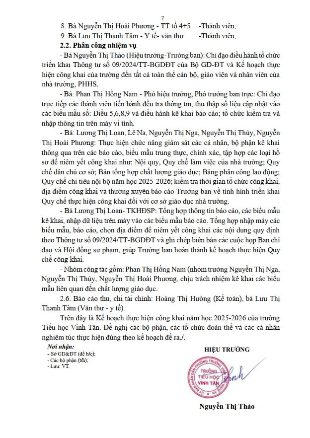 KẾ HOẠCH CÔNG KHAI THEO TT 09 NH 25 26 T7