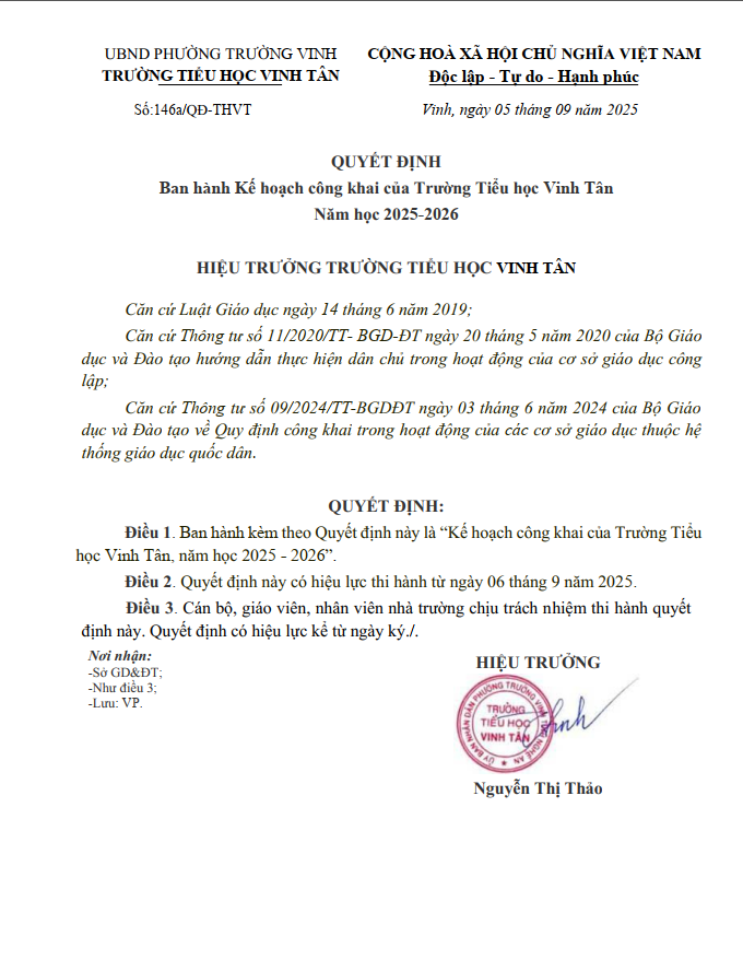 Quyết định ban hành KH công khai TT 09