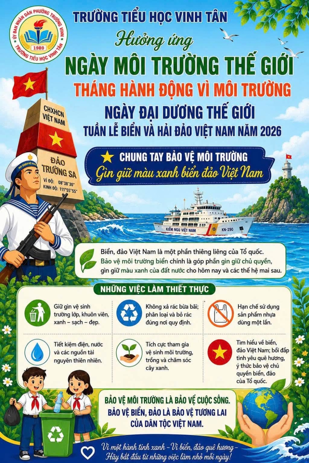 CHUNG TAY BẢO VỆ MÔI TRƯỜNG – GÌN GIỮ MÀU XANH BIỂN ĐẢO VIỆT NAM